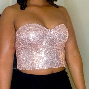 Sparkly strapless top